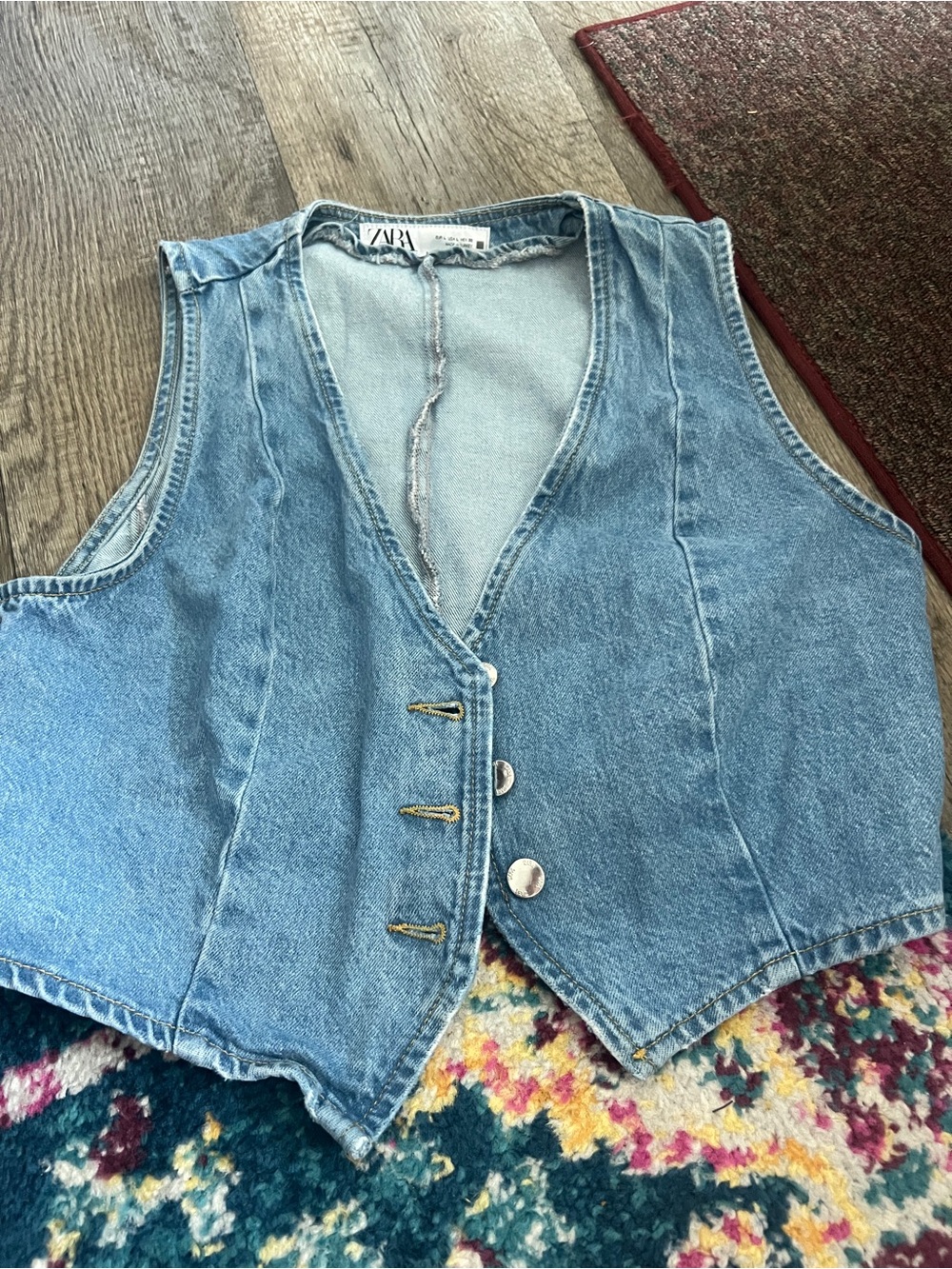 Zara Light Blue Denim Vest size L